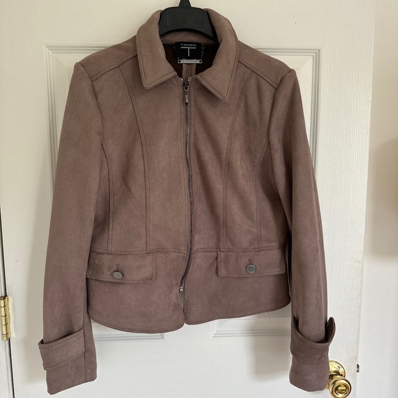 NWT, Tahari Suede Jacket, Dark Cocoa/Brown, S/P - Picture 3 of 10